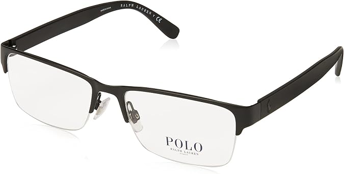 Polo Ralph Lauren Mens PH1164 Rectangular Prescription Eyewear Frames, Matte Black/Demo Lens, 56 mm