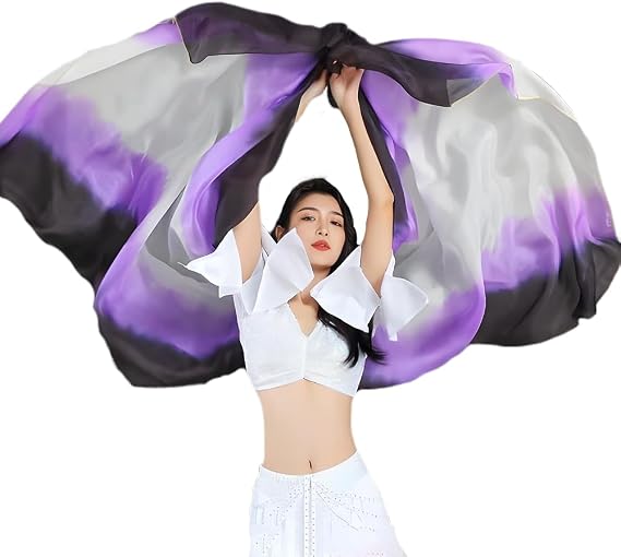 Women Real Silk Belly Dance Silk Veils Professional Oriental Halloween Stage Performance Show