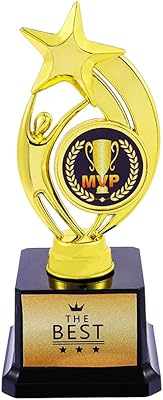 MVP Trophy 6 Inches Acrylic Most Valuable Player Trophy Award Prizes Cup Champion Trophy Medals Chain for Football Basketball Soccer Baseball Tournament League Championship Gift