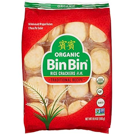 Organic Bin Bin Rice Crackers - Certified Gluten Free and Non-Gmo