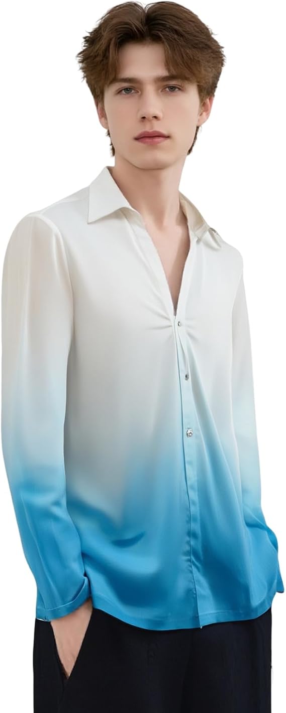 LIUHUO Boys and Men's Figure Skating Wear Gradient Light Blue Performance Wear