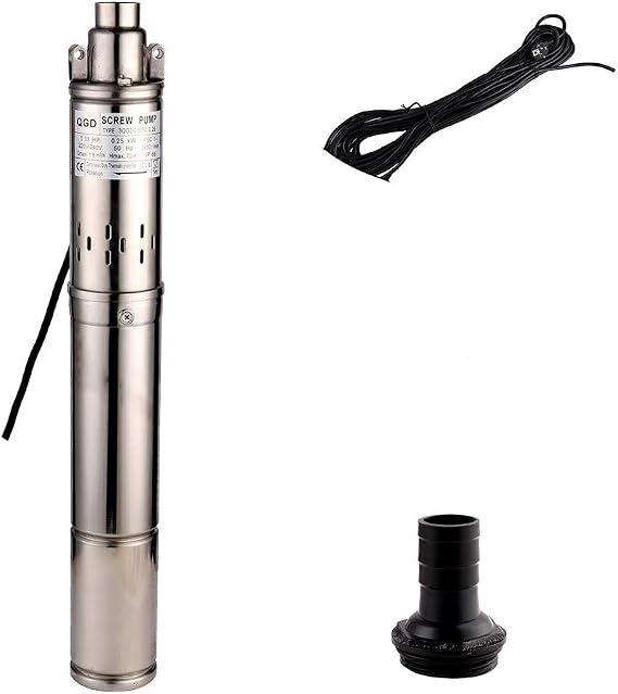 Deep Well Pump 220 V Submersible Pump Stainless Steel Submersible Pump or Domestic Waterworks and Garden (0.25 KW 1.8 m³l/h 70 m)