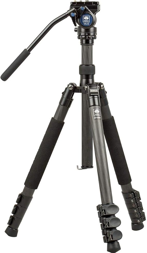 Sirui ET-2204 4-Section Carbon Fiber Travel Tripod with VA-5 Ultra-Compact Video Head, 57" Max Height