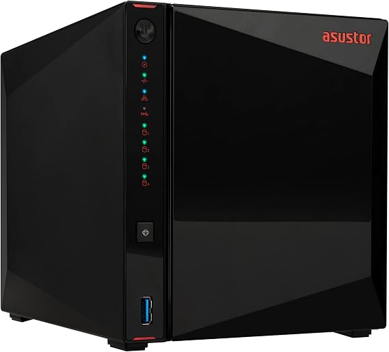 Asustor AS5404T, 4 Bay NAS, Intel Quad-Core 2.0GHz CPU, 4X M.2 NVMe SSD Slots, 2 x 2.5 GbE Ports, 4 GB DDR4 RAM, Cloud Storage for Gaming and Live Stream, Network Attached Storage (Diskless)
