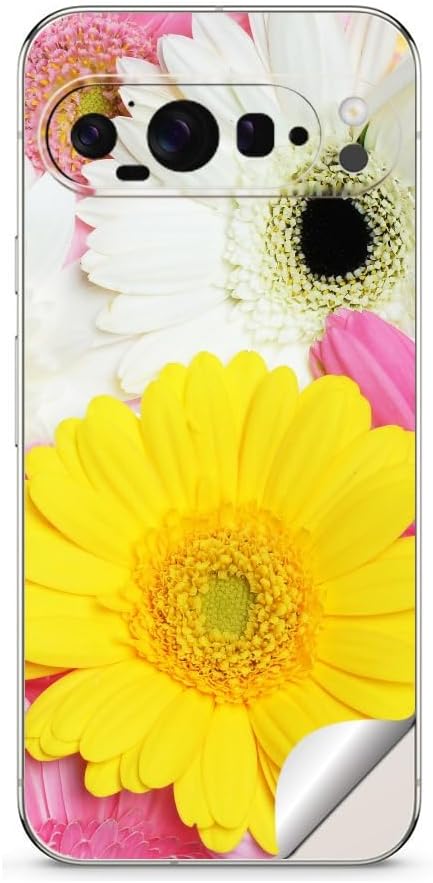 Pixel 9 Pro Fold 用 スキンシール 全面 背面 側面 傷防止 着せ替え デコ ステッカー 同柄2枚入り 花 カラフル