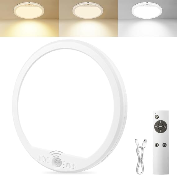 OSIDEN Rechargeable Motion Sensor Ceiling Light with Remote | Wireless Magnetic Stick on Closet Light Battery Operated Ceiling Lights for Shed Hallway Porch Stairs Garage Pantry