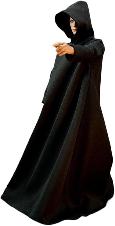 Fremego 1/6 Scale Hooded Wizard Cloak, Long Sleeve War Robe Costume Accessory, Fabric Hood Cape Outfit Compatible with 12 Inch Male Phicen TBLeague JO COO Worldbox Action Figure