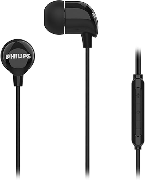 Philips TAE2146 In-Ear Earphones, USB-C Wired Connection, Smartphone / PC Compatible, Microphone Included, Black