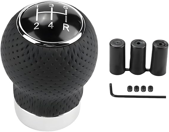 ZIMISI 5-Speed Car Shift Knob, Leather Shift Knob Lever Kit, Automatic or Manual Gear Stick Handle Replacement Accessories, Universal Transmission Shift Head for Most Cars (Gear 5/Round Head R Down)