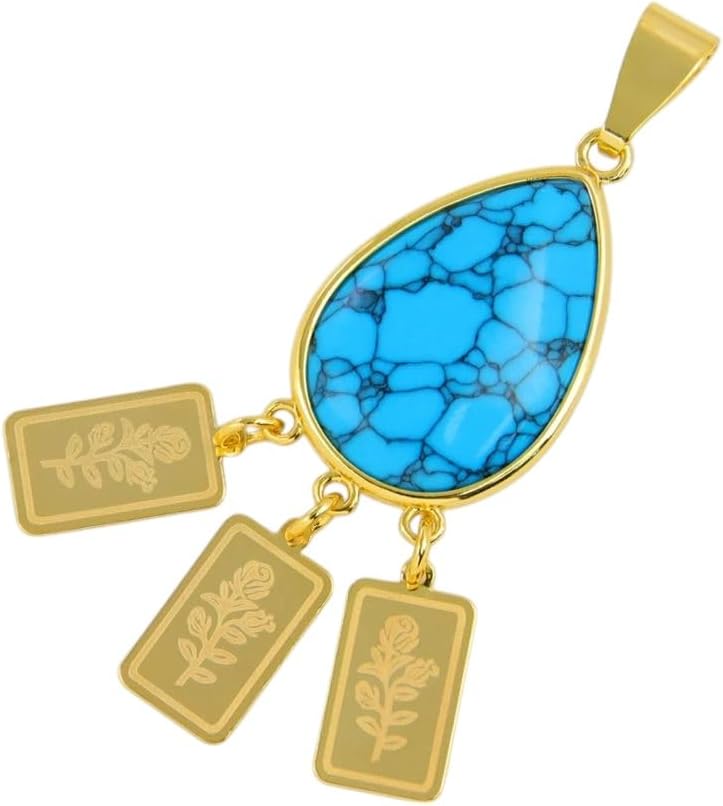 New 2026 Trendy Saudi Turquoise Gold Pendant 18K Gold Plated Italian Tassel Water Drop Pendants Dubai Women Event Party Jewelry Fashion Accessories Creative Gift