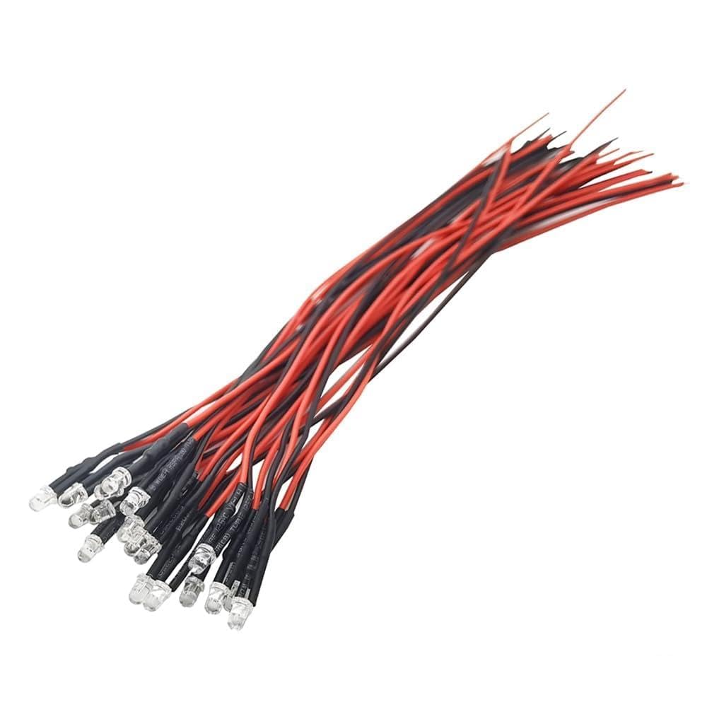 12V 1.5 Hz Blinking LED Lights Emitting Diodes, Pre Wired 7.9 Inch DC 12 Volt 5mm LED 35pcs (7 Colors x 5pcs) Assorted Kit Clear Lens- White Red Yellow Green Blue Warm White Small LED Lamps