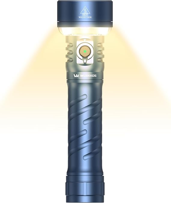 Wurkkos TS27 Rechargeable High Lumen Flashlights, 3200LM 2772Feet Long Throw Super Bright Flashlight,Bidirectional Lighting 300-hour Ultra-Long Flashlights for Camping,Exploration,Work(Blue)