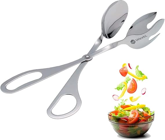 Salad Tongs 10-Inch Heavy Duty Stainless Steel Serving Tongs for Salad, BBQ, Buffet, Kitchen & Party Use