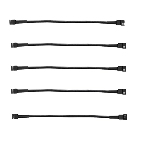 3 Pin / 4-Pin pc Fan Extension Cable(12" 30cm, Black) (pwm Fan Extension Cable 5 Pack)