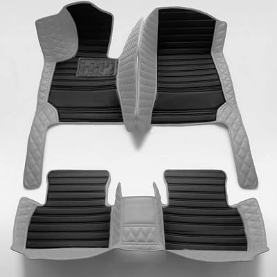 KaiLaiCarCustom Automotive Car Floor Mats for 99.99% Sedan SUV Sports Car Men Women Protection Full Coverage Pads Anti-Slip Leather Floor Lining Gray Diamond  Black Strip, D- Diamond  Strip