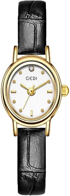 FANMIS Vintage Small Golden Bracelet Womens Watches Dainty Minimalism Oval Dress Bangle Watch Easy to Read Waterproof Wristwatch,Adjustable Stainless Steel & Expansion Band
