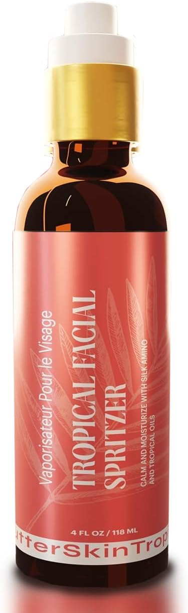 Facial Spritzer Bulgarian Rosewater Refresher Makeup Remover Spray for Face with Tropical Plant Extracts, Nut Oils, and Silk Amino