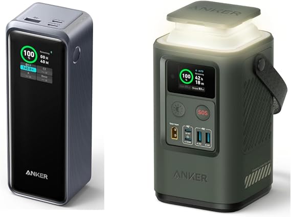 Anker Prime Power Bank, 27,650mAh 3-Port 250W Portable Charger (99.54Wh) Smart App Power Bank Power Station 60,000mAh,Portable Outdoor Generator 87W with Smart Digital Display