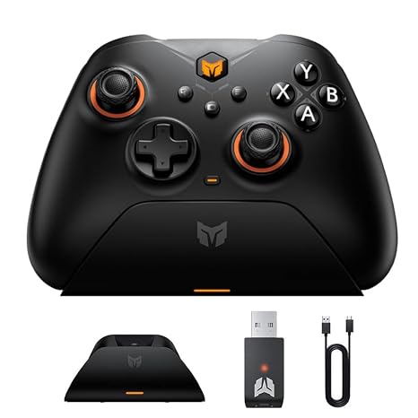 BIGBIG WON Wireless Controller Gale PC Controllers Motion Aiming, Hall Trigger, 4 Custom Buttons, App Control Game Controller for PC/Switch/iOS/Android Wireless Gaming with Charging Dock(Black)