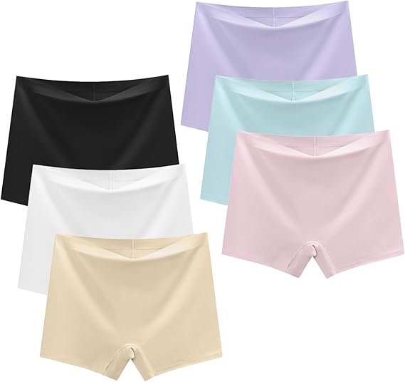 Teen Girls Seamless Boyshorts Underwear No Show Underpants Zero Feel Safety Panties for Dress Age 8-18