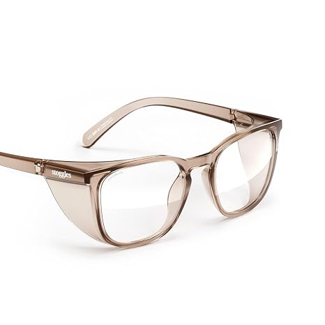 Stoggles Square Wide Fit Z87.1 Certified Polycarbonate Safety Glasses | Stylish, Protective, Blue-Light + UV Blocking, Top/Side Shields, Rx Ready, Unisex, Light, Scratch & Impact Resistant