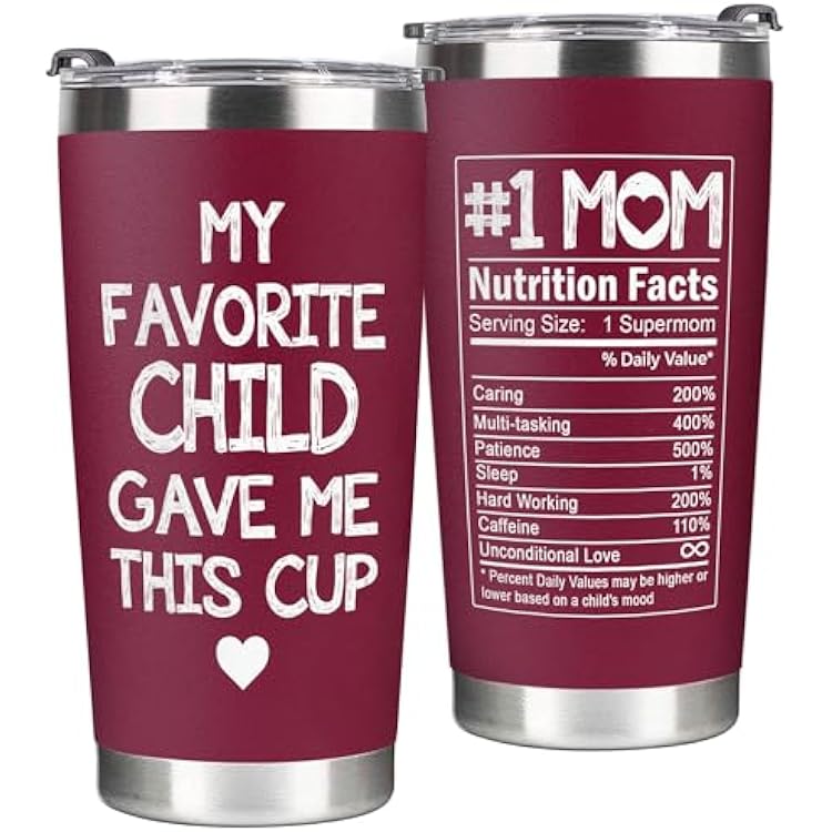 Personalized Tumbler 20 oz for Mom from Daughter or Son - Birthday, Christmas, or New Mom Gift