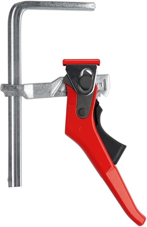 BESSEY GTR16S6H Steel Ratchet Table Clamp with 6 5/16 Capacity x 2 5/16 Throat Depth and 250kg Clamping Force - Red/Silver