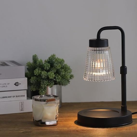 Candle Warmer Lamp, Dimmable with Timer | Height Adjustable, 4 Brightness Levels, 2/4/8H Timer, 2 Bulbs, Metal Base [Energy Class F]