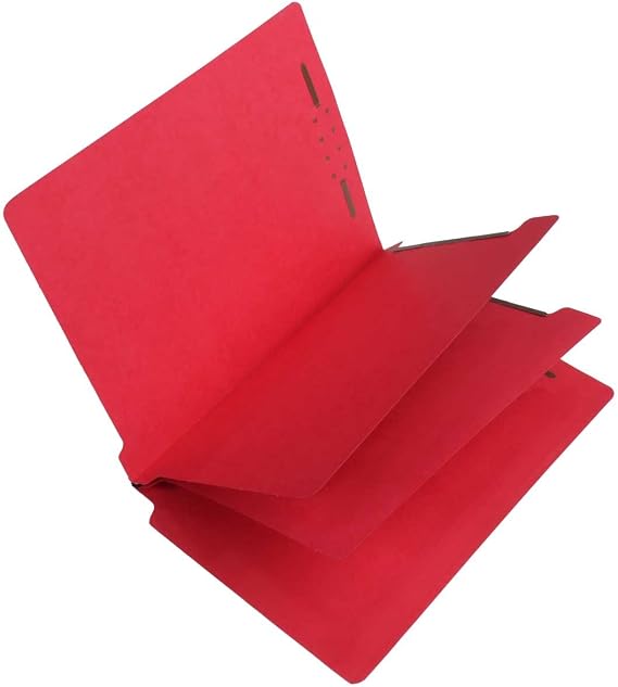 SJ Paper S59727 Match 15 Pt. Red Classification Folders, Full Cut End Tab, Letter Size, 2 Dividers (Box of 25)