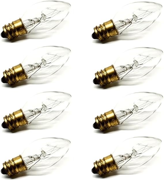 Clear Night Light Bulb Replacement Bulbs 5W 120V - 8 CT