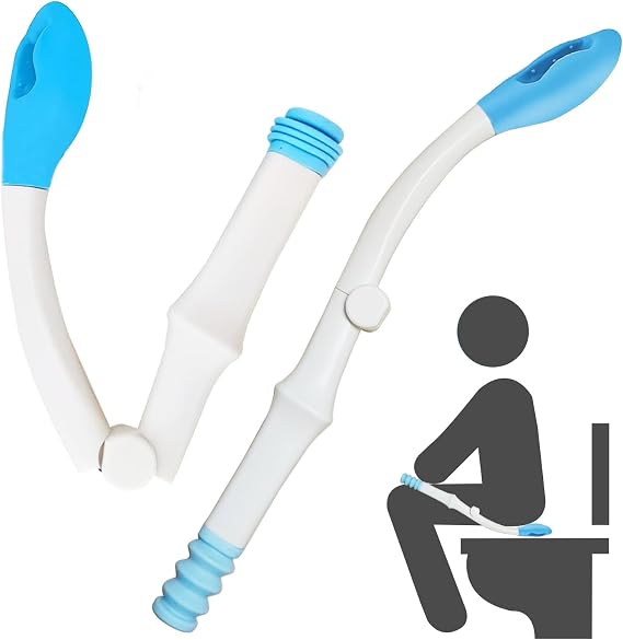 Foldable Toilet Aids for Wiping,15.7"Long Reach Comfort Toilet Wiping Aids Tools,Butt Wiper Self Wipe Assist Toilet Aids Wand,Bathroom Bottom Buddy Wiping Self Assist for Limited Mobility Elderly