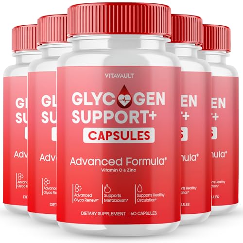 Glycogen Support Capsules, Advanced Formula Support Supplement, All Natural Formula Pills to Maintain Healthy Levels, Overall Wellness - Maximum Strength, Glycogen Support Pills Reviews 5 Pack