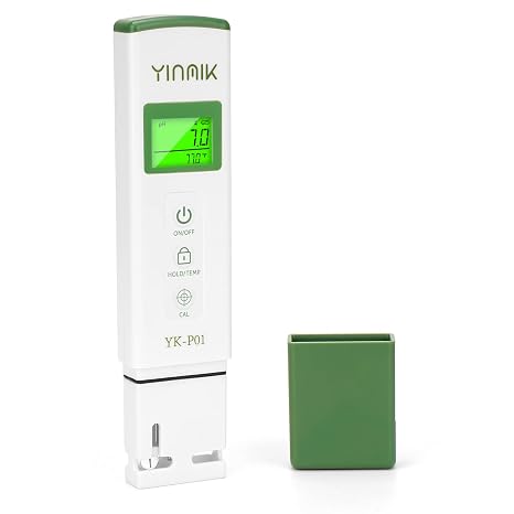 YKMINK YK-P01 pH Tester, Digital pH Meter for Water,pH Temp Meter with ATC | Horizontal Screen, Real Temp sensor, for Hydroponics, Pool, Spa, Hot Tub, Drinking Water, Wine Beer Home Brewing, Aquarium