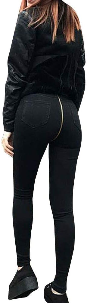 Sexy jeans for women streetwear Back Zipper Pencil Denim Jeans Stretch Skinny Pants High Waist Slim Trousers streetwear Black