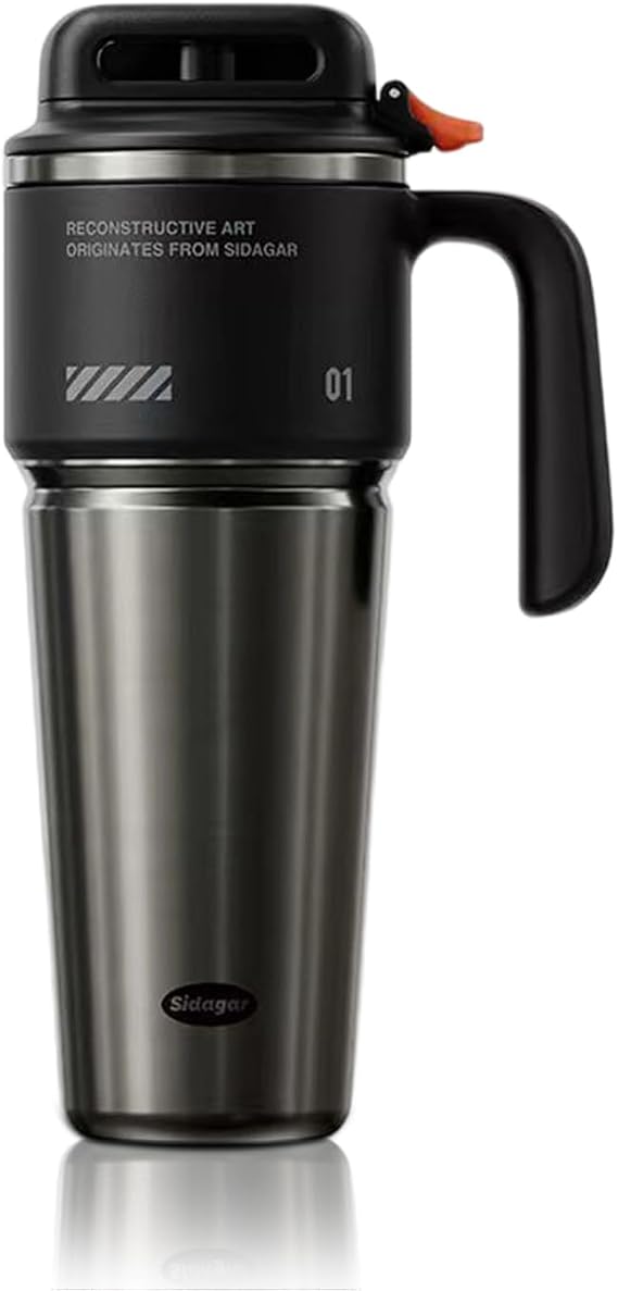 32 oz Insulated Tumbler with Push-button Lid and Handle, Black