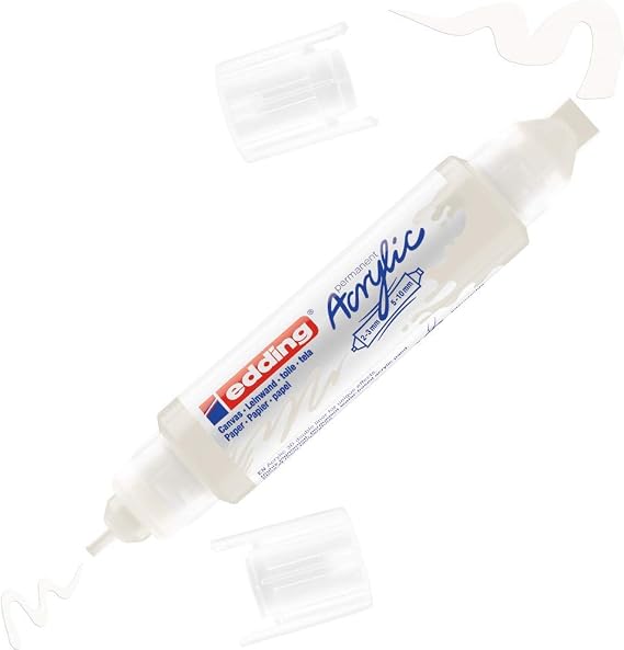 edding 5400 akrilik 3D double liner - beyaz - 1 çift uçlu akrilik tüp - 2-3 mm ve 5-10 mm genişliğinde çift uç