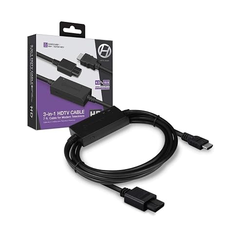 Hyperkin 3-in-1 HDTV Cable for Gamecube/ N64/ Super NES (SNES) - 720p HD Output - Plug and Play AV to HDMI Adapter for Retro Gaming on Modern TVs