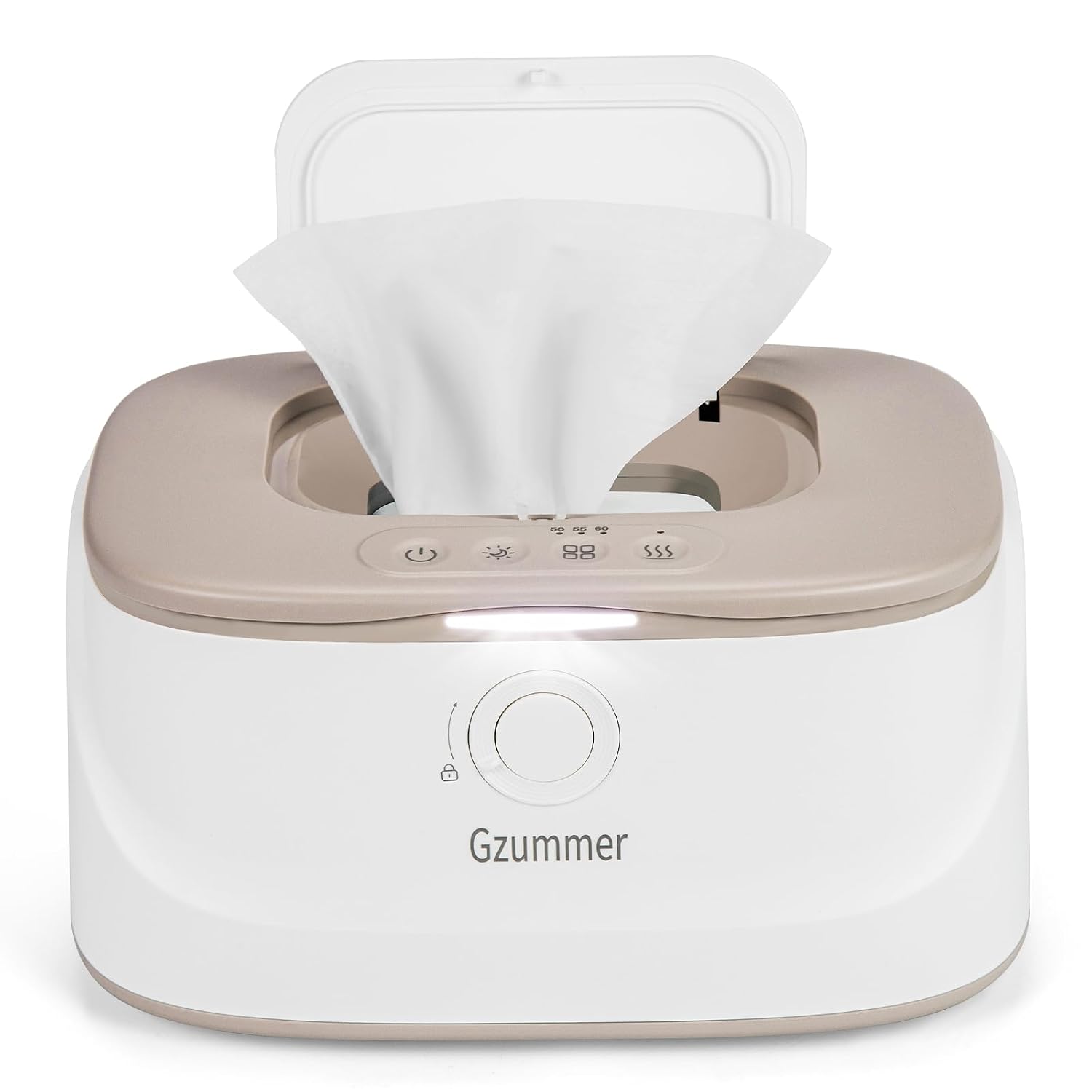 Baby Wipe Warmer, Innovative Spring & Child Lock Design, Large Capacity Wipes Dispenser, Fast Heating, 3 Modes of Temperature Heating Control, Diaper Wipe Warmer with Night Light Grey