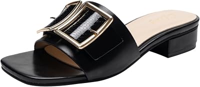 CsgrFagr Best Manufacturer Ladies Flat Slippers Summer Beach Casual Square Toe Womens Slide Sandals - Universal Thread Black, 6.50