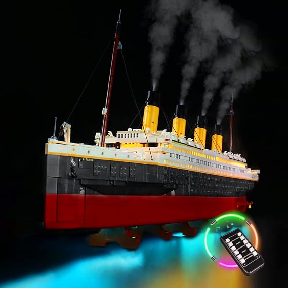 BrickBling LED-Beleuchtung Kompatibel mit Lego Creator Expert Titanic Building Set 10294 (Kein Modell) DIY-Beleuchtungsset mit Rauchmodul für das Titanic-Schiff Dekorationslicht für 10294