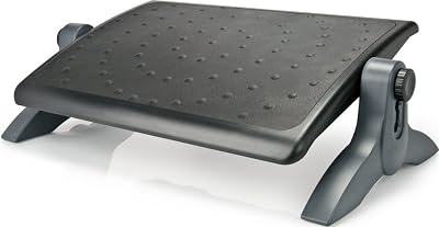 Aidata FR-1002RG Innovative FootrestOrnon-Skid Rubber Surface, Gray, Sturdy High-impact Plastic Material, Height Adjust From 90 cm up to 140 cm and Free Angle Adjustment