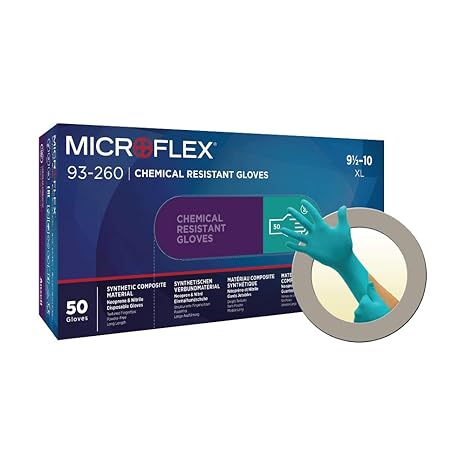 Microflex 93260100 93-260 7.8 Mil Triple-Layer Disposable Neoprene and Nitrile Blend Gloves