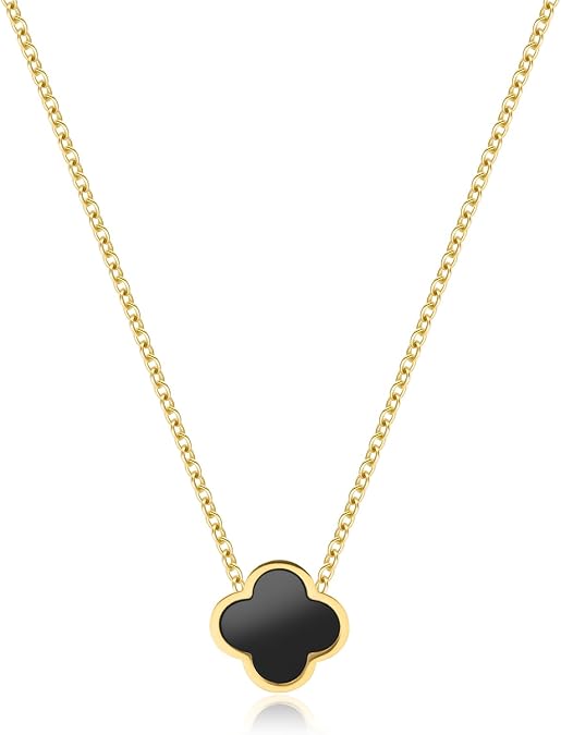 18K Gold Plated Clover Necklace for Women Four Leaf Clover Necklace Womens Necklace Flower Lucky Necklace Pendant Dainty Trendy Clover Necklaces for Women Jewelry Birthday Gifts for Women