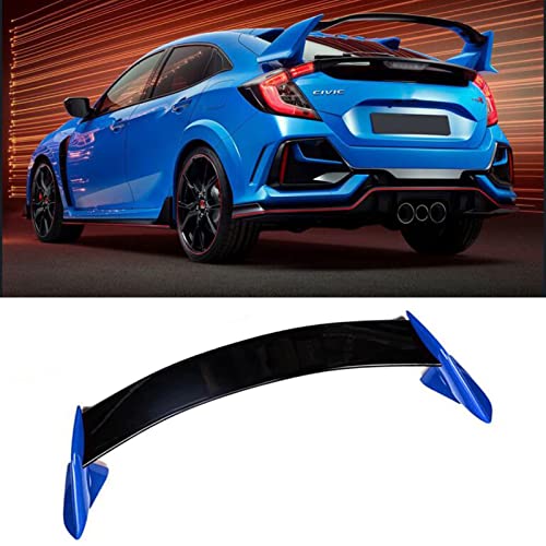 NINTE Spoiler for 2016-2021 Honda Civic 5Dr Hatchback, ABS Painted Gloss Black and Blue Type-R Style Rear Trunk Splitter Wing