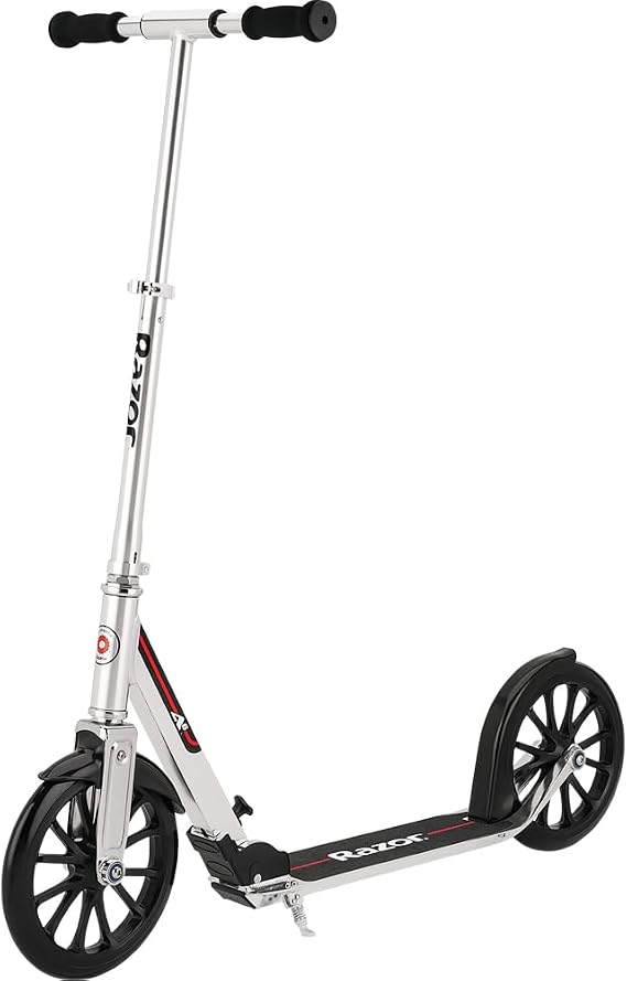 Razor A6 Kick Scooter for Kids Ages 8+ Extra-Tall Handlebars & Longer Deck, 10" Urethane Wheels, Aluminum Frame, Anti-Rattle Technology, for Riders Up to 220 lbs