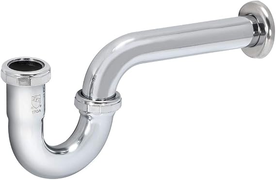 EZ-FLO 1-1/4 Inch P-Trap with Flange, 17-Gauge Brass, Slip Joint Connection, Polished Chrome, 35099