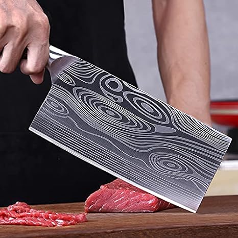 Meat cleaver, 9cr18mov Sanhe Steel Kitchen Knife Handmade Chef's Slicer Hotel Meat Cleaver Chopping Knife Sharp Durable High Hardness Butcher Cleaver Knife (Color : 03)