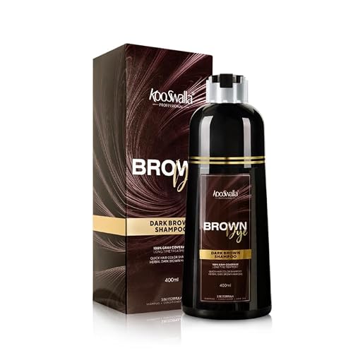 Brown 3 in 1 Hair Dye Shampoo for Gray Hair, Natural Color With Herbal Ingredients for All Types 400ml