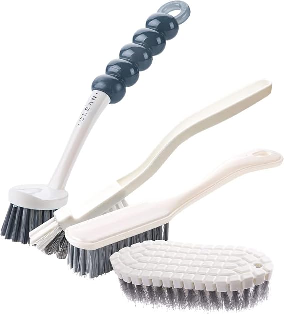 4 Pack Deep Cleaning Brush Set, Cleaning Brushes for Kitchen Household Use, Kitchen Scrub Brush,Bottle Brush,Shoe Brush,Dish Scrub Brush,Corners Brush for Bathroom,Floor,Tub,Shower,Tile and Kitchen