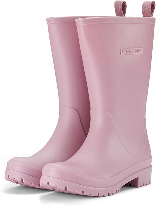 planone Mid Calf Rain Boots Women Fashion Waterproof Boots for Women Matte Outdoor Garden Shoes Muck Boots for Ladies Non Slip Work Shoes Rubber Boots with Premium Comfort Insole